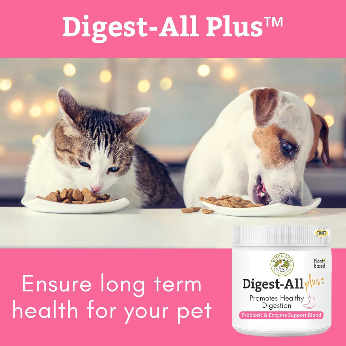 Wholistic Pet Organics non GMO filler free pet probiotic formula display