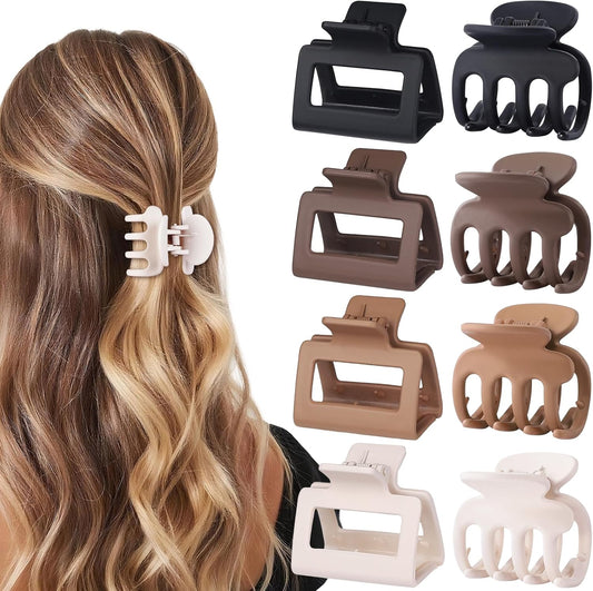 USDNICE medium hair clips 8 piece set brown front view