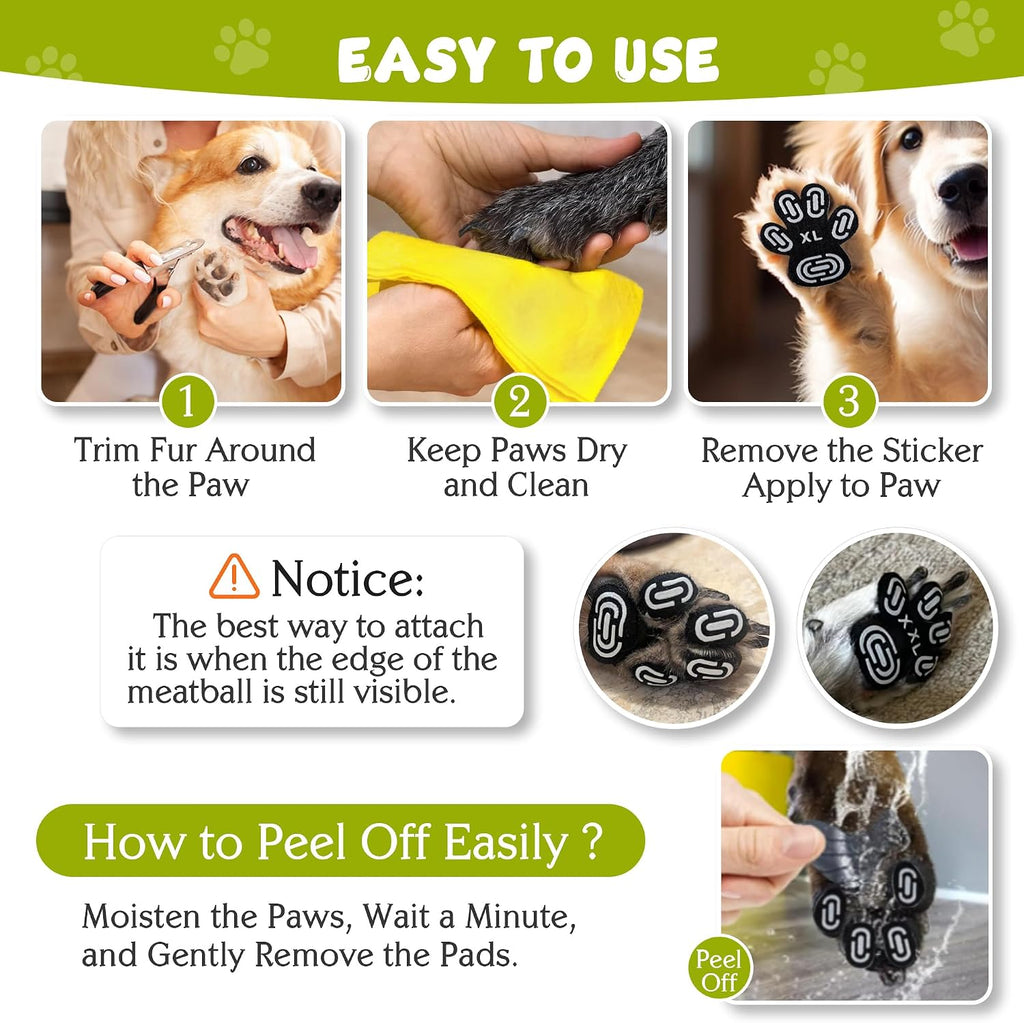 Ultra thin breathable cotton dog paw stickers shown against a white background