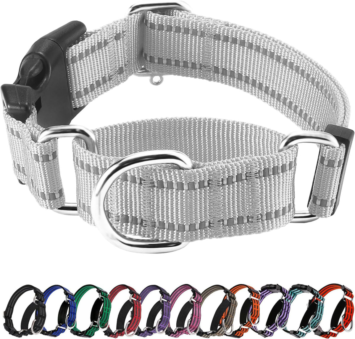 Hikiko Martingale Collar for Dogs Reflective Nylon Dog Collar with Quick Release Buckle Adjustable Training No Slip Dog Collars (Medium, Purple) - Image 12