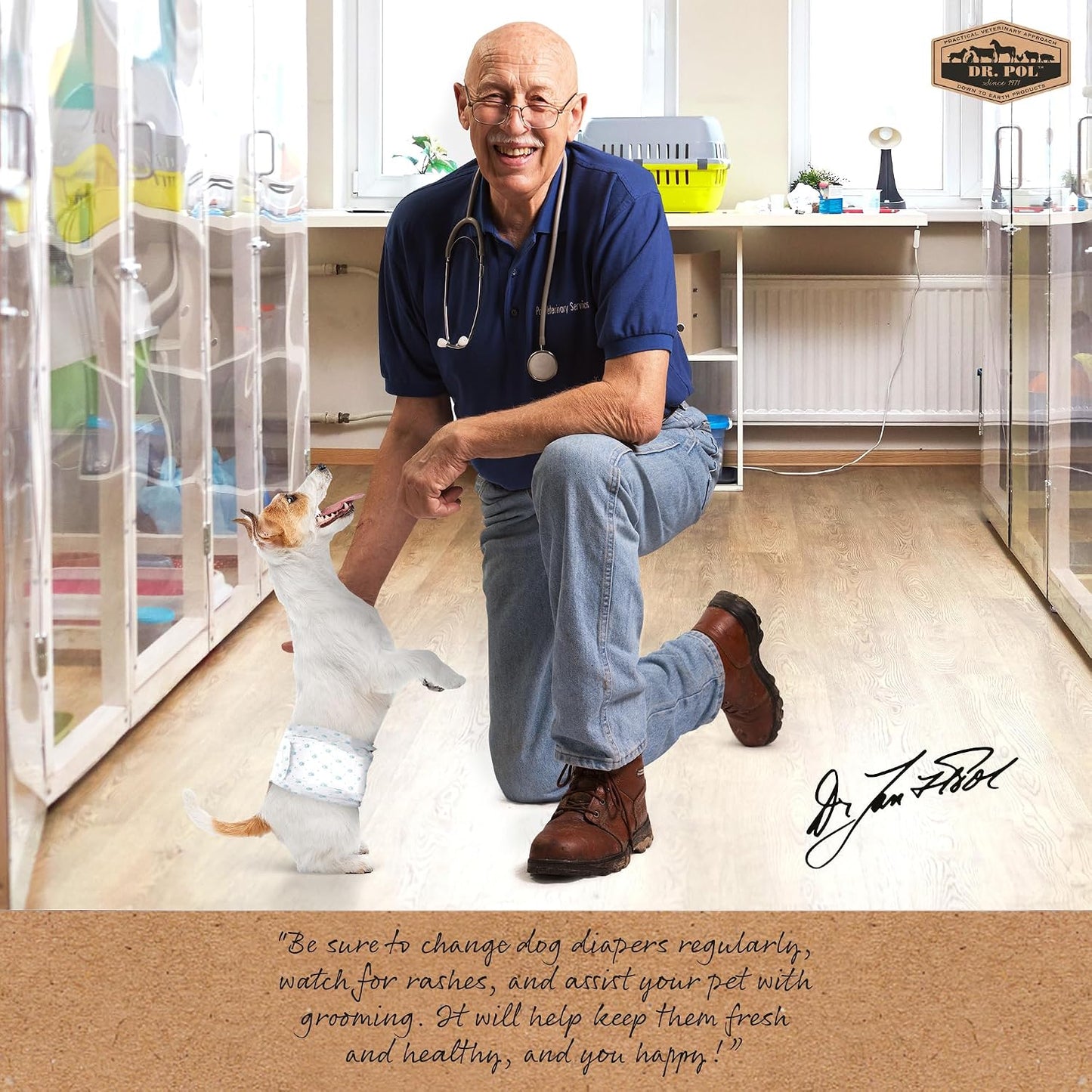 Super absorbent inner core layer of Dr. Pol male dog diapers to prevent leaks.