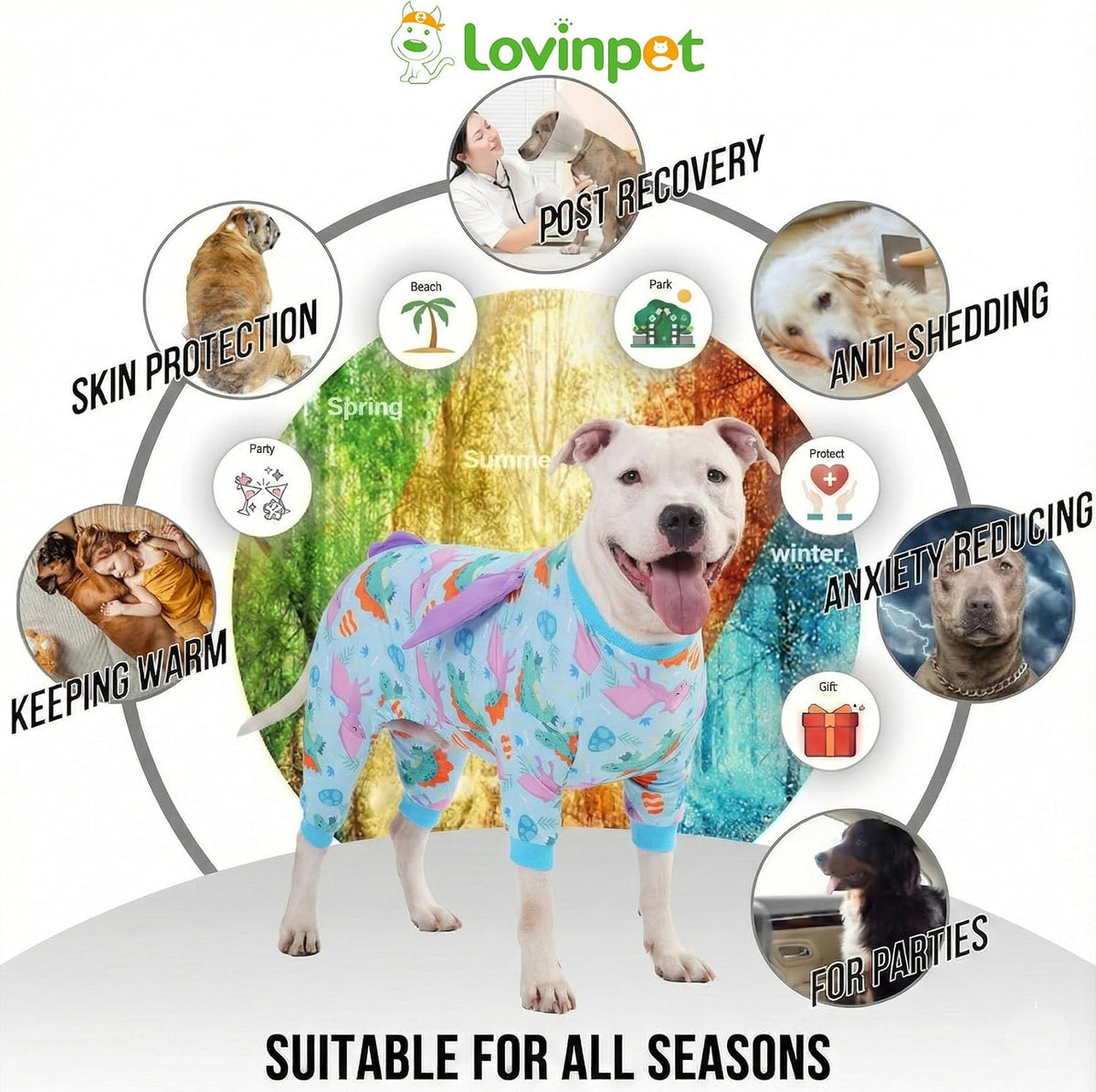 LovinPet extra large dog pajamas back view highlighting dinosaur spikes