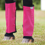 Magenta mesh fly leggings for horses set of four pack