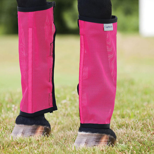 Magenta mesh fly leggings for horses set of four pack