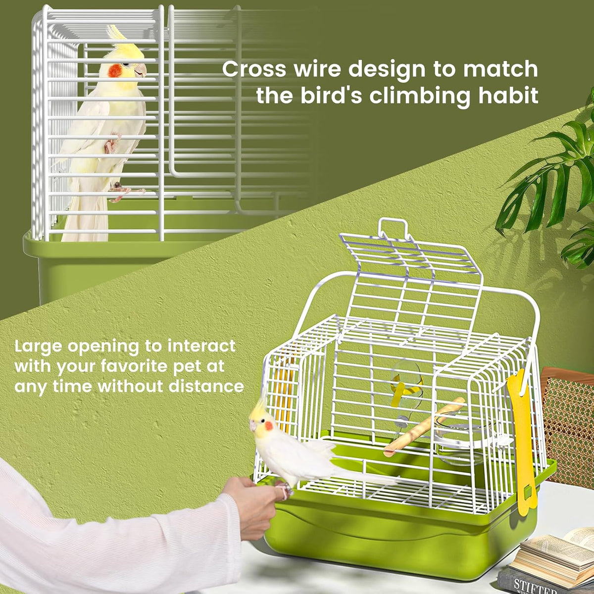 Small Bird Cage,Parakeet Travel Carrier with Handle,Perch,Feeder,Waterer - Image 7