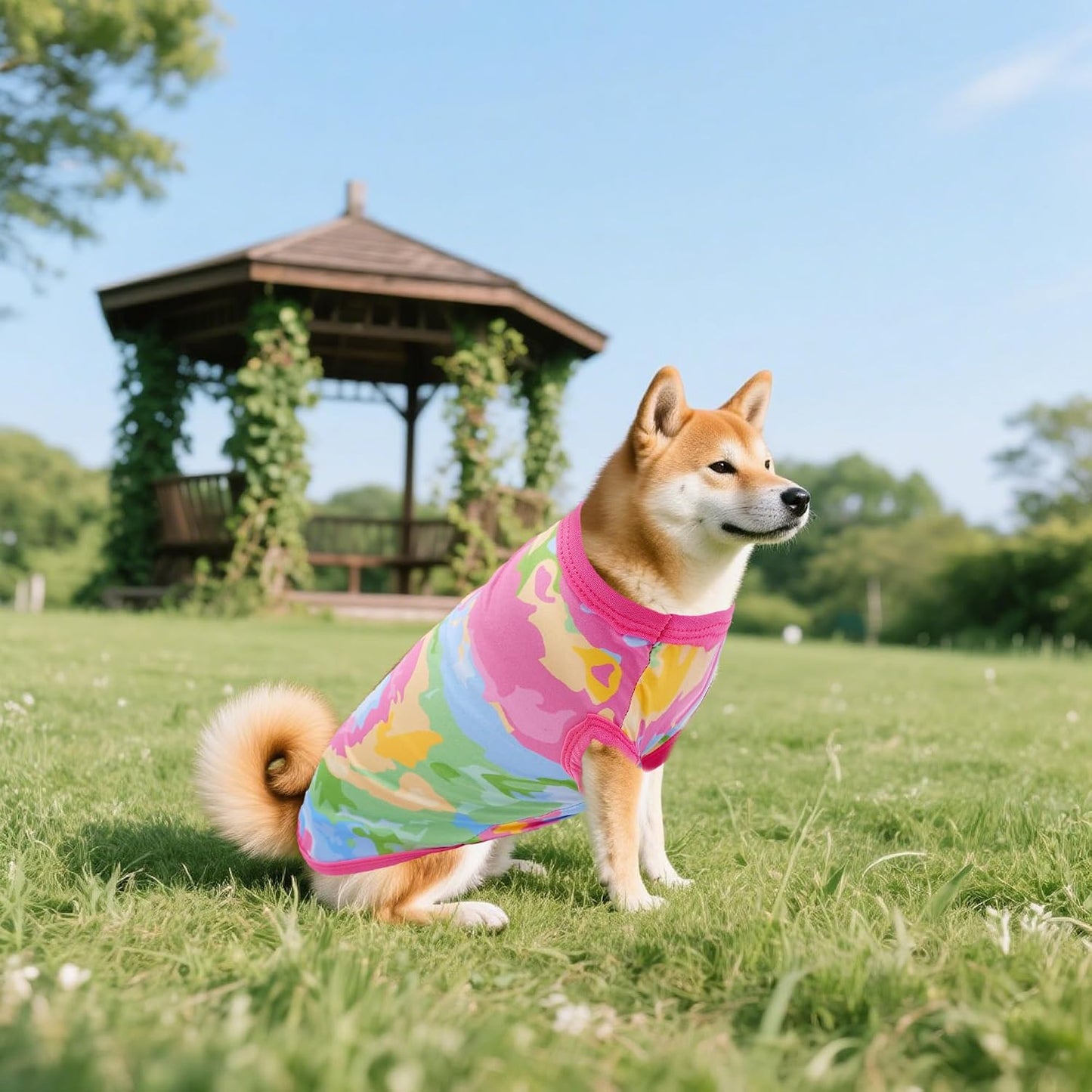 Close up of breathable material texture on dog clothing