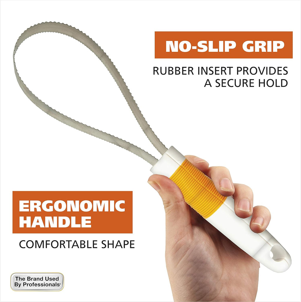 Orange and white non slip ergonomic handle of Wahl blade
