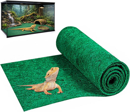 Mechpia Large Reptile Carpet Terrarium Liner front view showcasing the green textured fiber texture.
