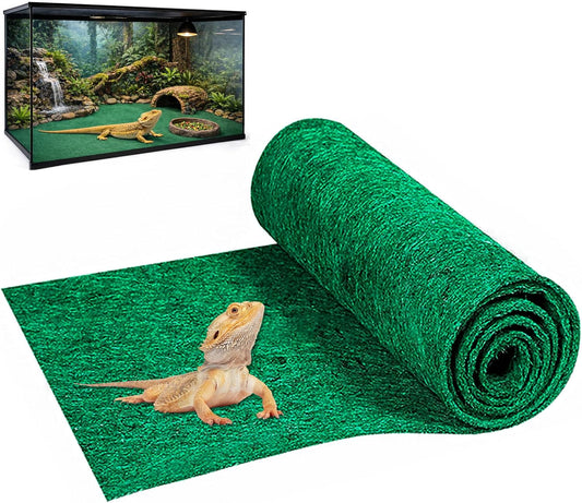 Mechpia Large Reptile Carpet Terrarium Liner front view showcasing the green textured fiber texture.