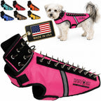 CoyoteVest SpikeVest Dog Harness | Stab-Resistant Protective Vest | Coyote Vest for Dogs | Defends Against Coyotes, Dogs, Birds of Prey | Reflective Safety, Made in USA (S-Neon Pink) - Image 1