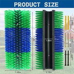 Tagysh cattle scratcher brush side view durable green and blue bristles for horse grooming