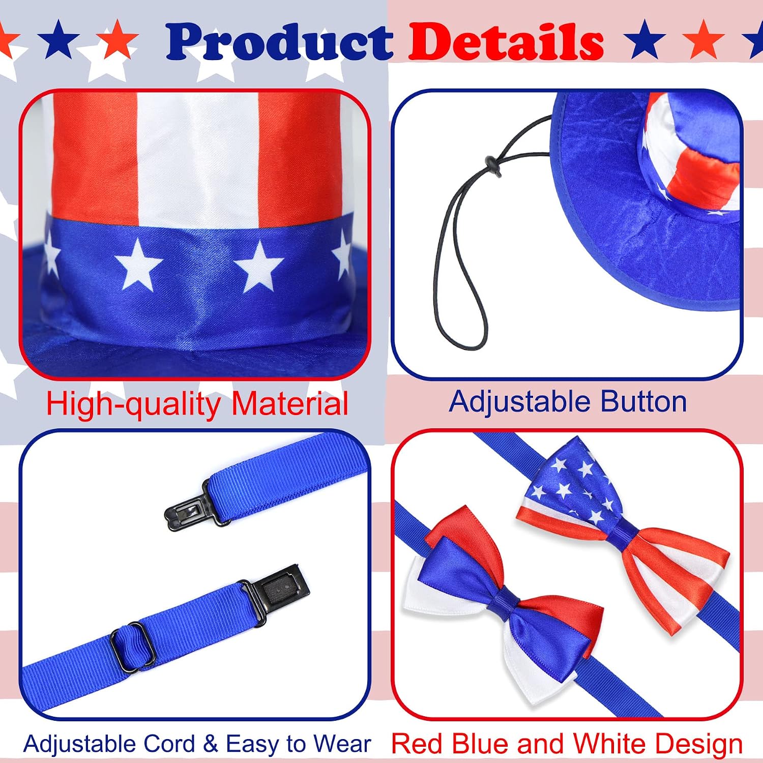 Small dog wearing 4th of July outfit set