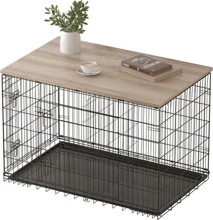 Piskyet Dog Crate Topper Wood Countertop for 48 42 36 30 24 inch Dog Cage, Dog Crate Cover,Dog Kennel Topper(Crate Not Include) (Rustic Brown, for 36 Inch Crate) - Image 10