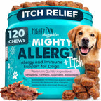 Mighty Paw Dog Allergy Chews front view packaging for pet immune support