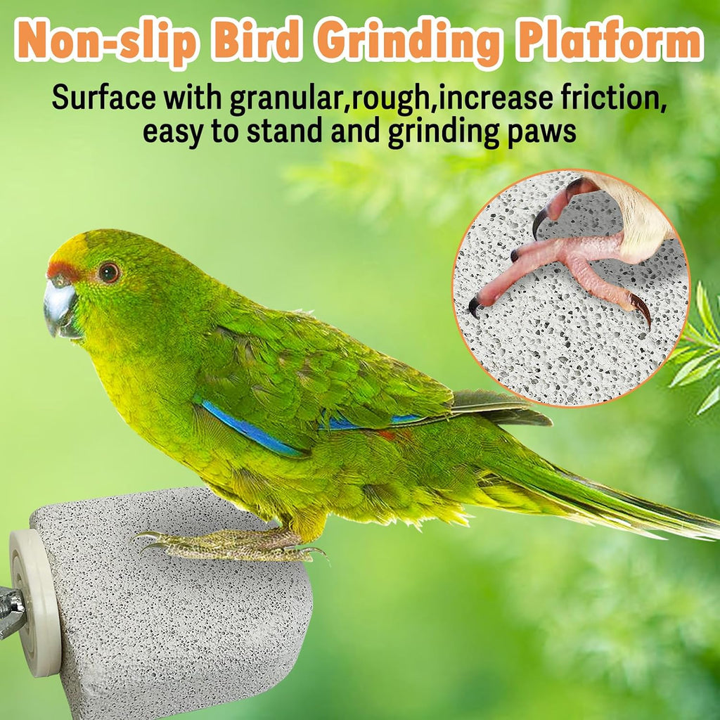 PINVNBY 4 PCS Bird Perch Stands Parrot Calcium Perch Beak Grinding Stone Foot Claws Trimmer Parakeet Platform Parrot Chewing Toys for Small Medium Cockatiel Conure Lovebird Finch - Image 4