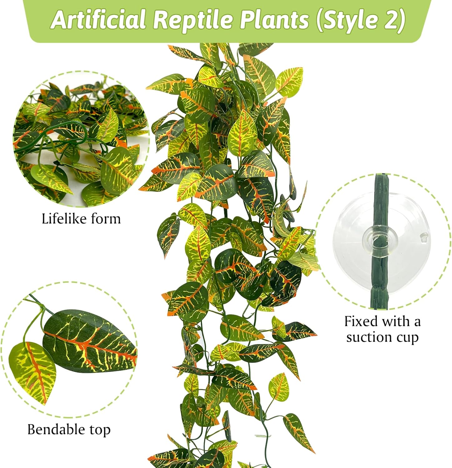 Bearded dragon habitat decor using Hamiledyi fake plants