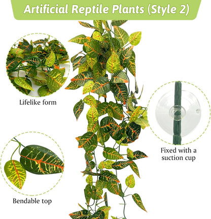 Bearded dragon habitat decor using Hamiledyi fake plants