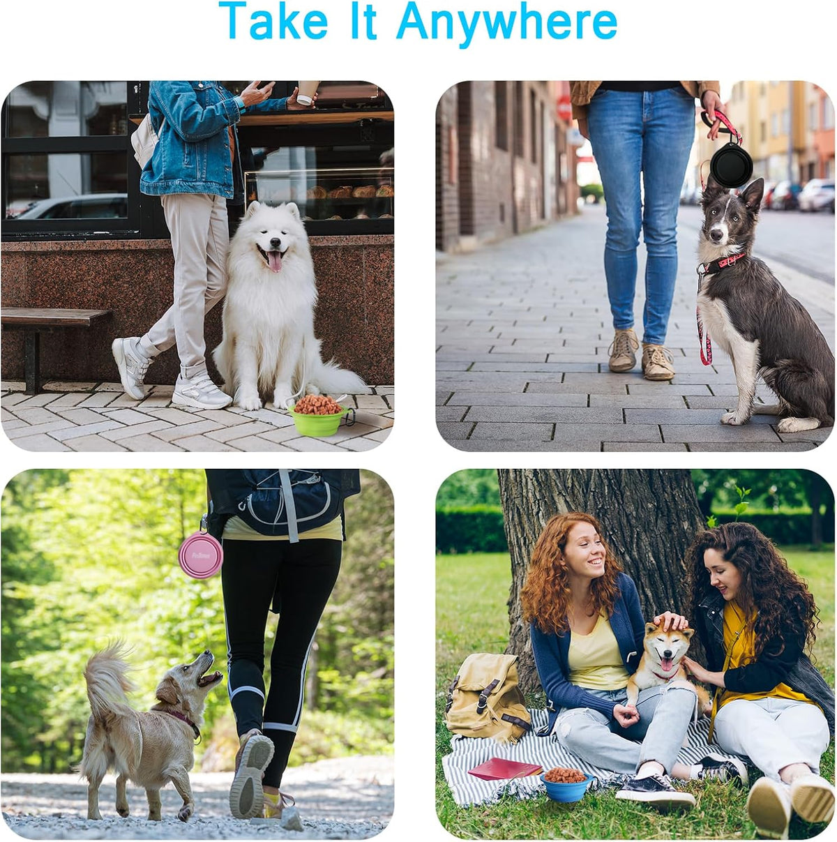 PetBonus non toxic silicone pet travel dish adjusted to half capacity level