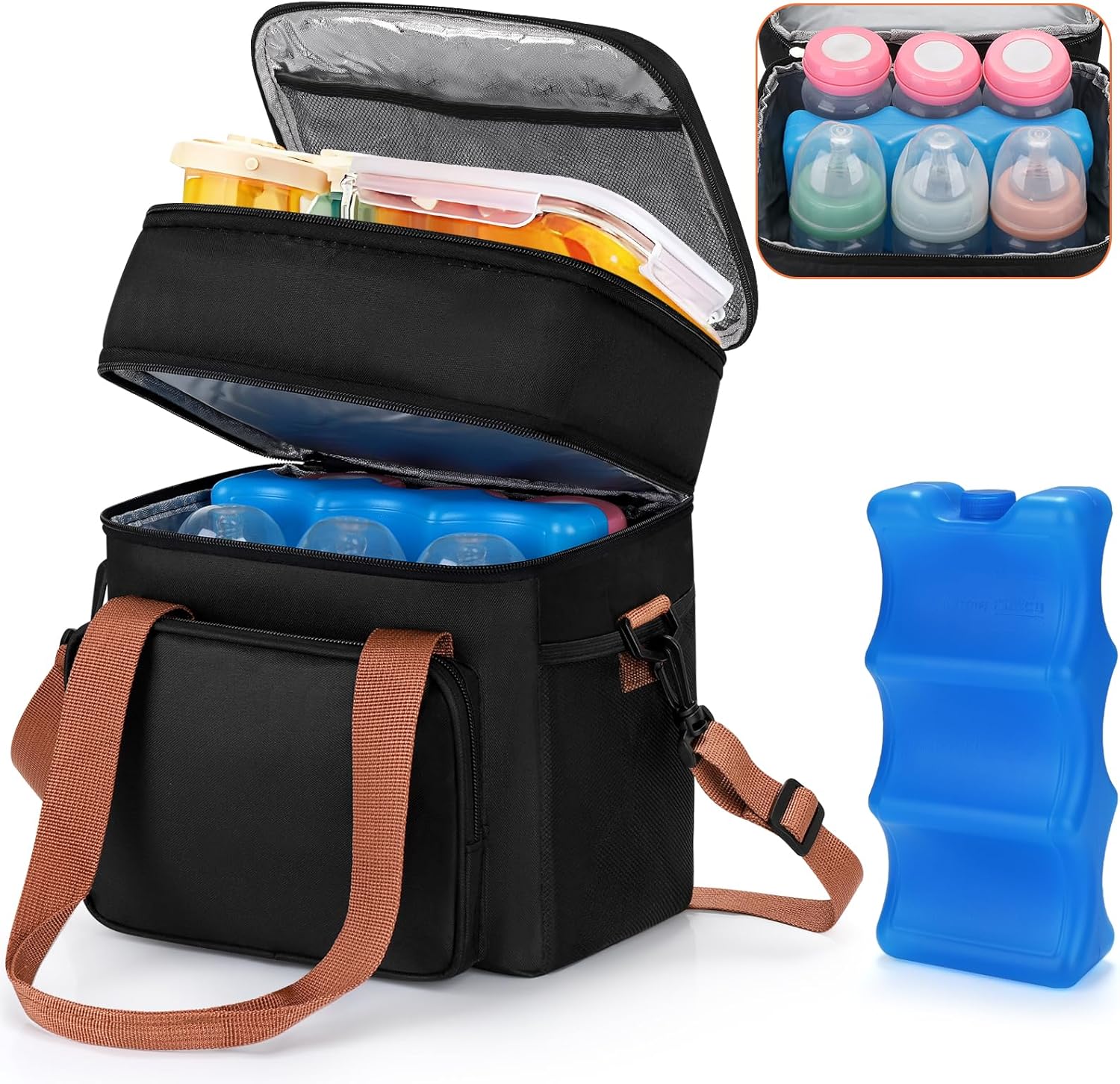 Accmor breastmilk cooler bag front view with ice pack
