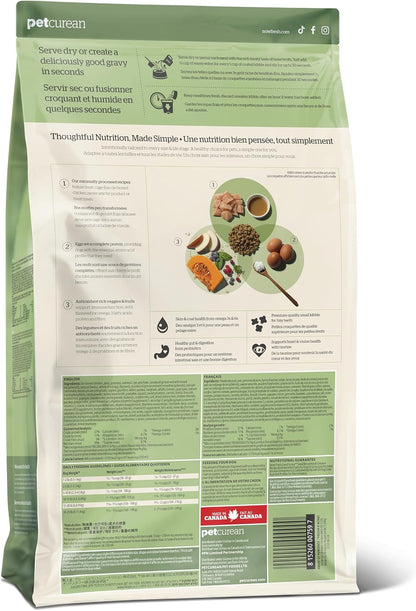 Now Fresh small breed adult chicken recipe dog food bag showing ancient grains ingredients