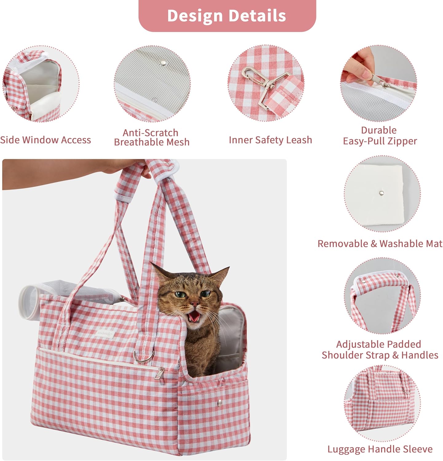 Machamie pet carrier carried as a fashionable handbag