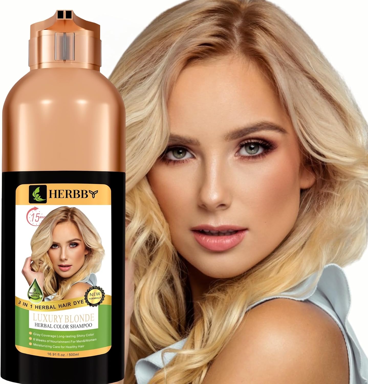 HERBBY hair color shampoo luxury blonde front view showing packaging