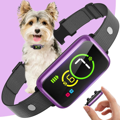 NQQHNN 1S Stop Barking Smart Dog Collar front view purple