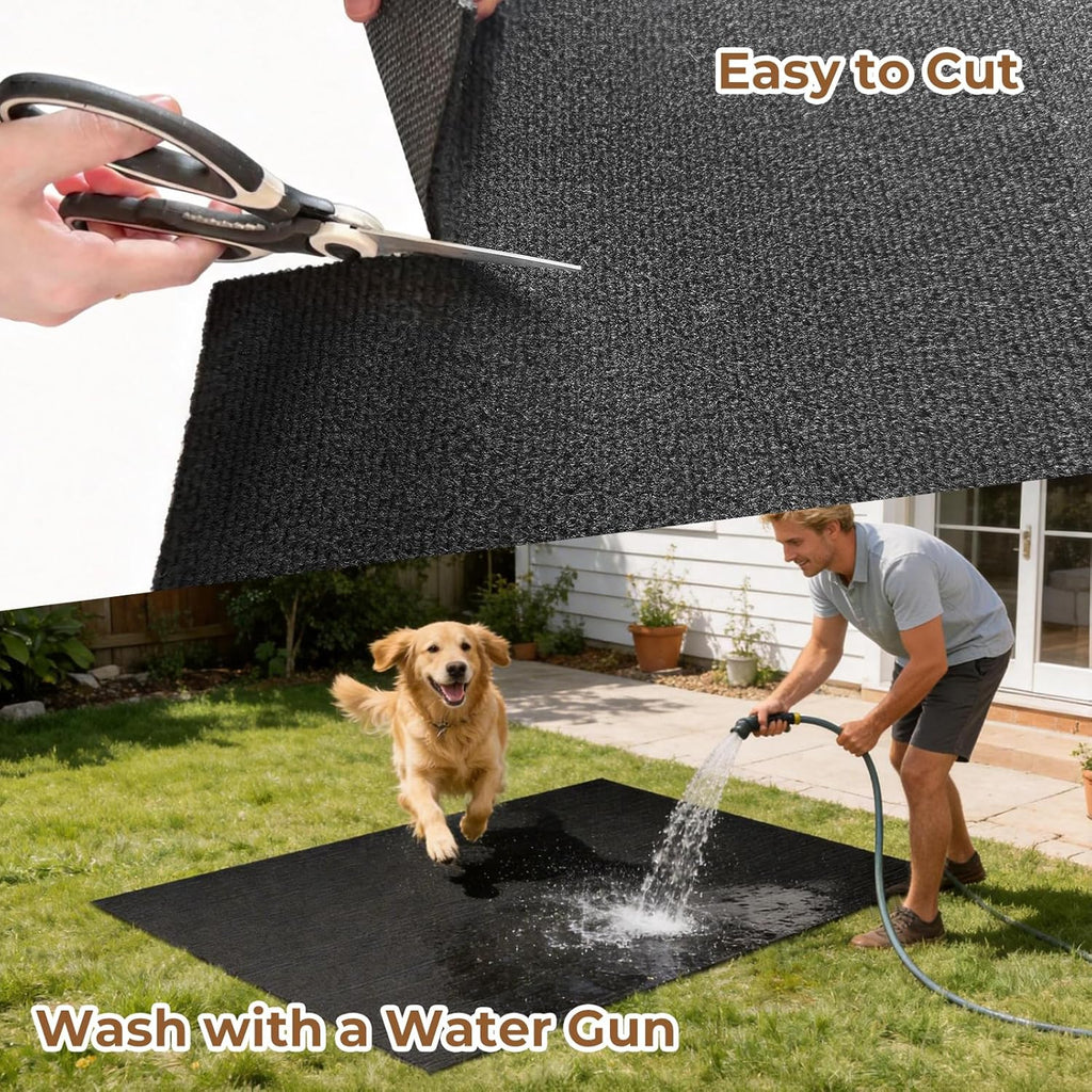 Waterproof dog mat showing liquid protection