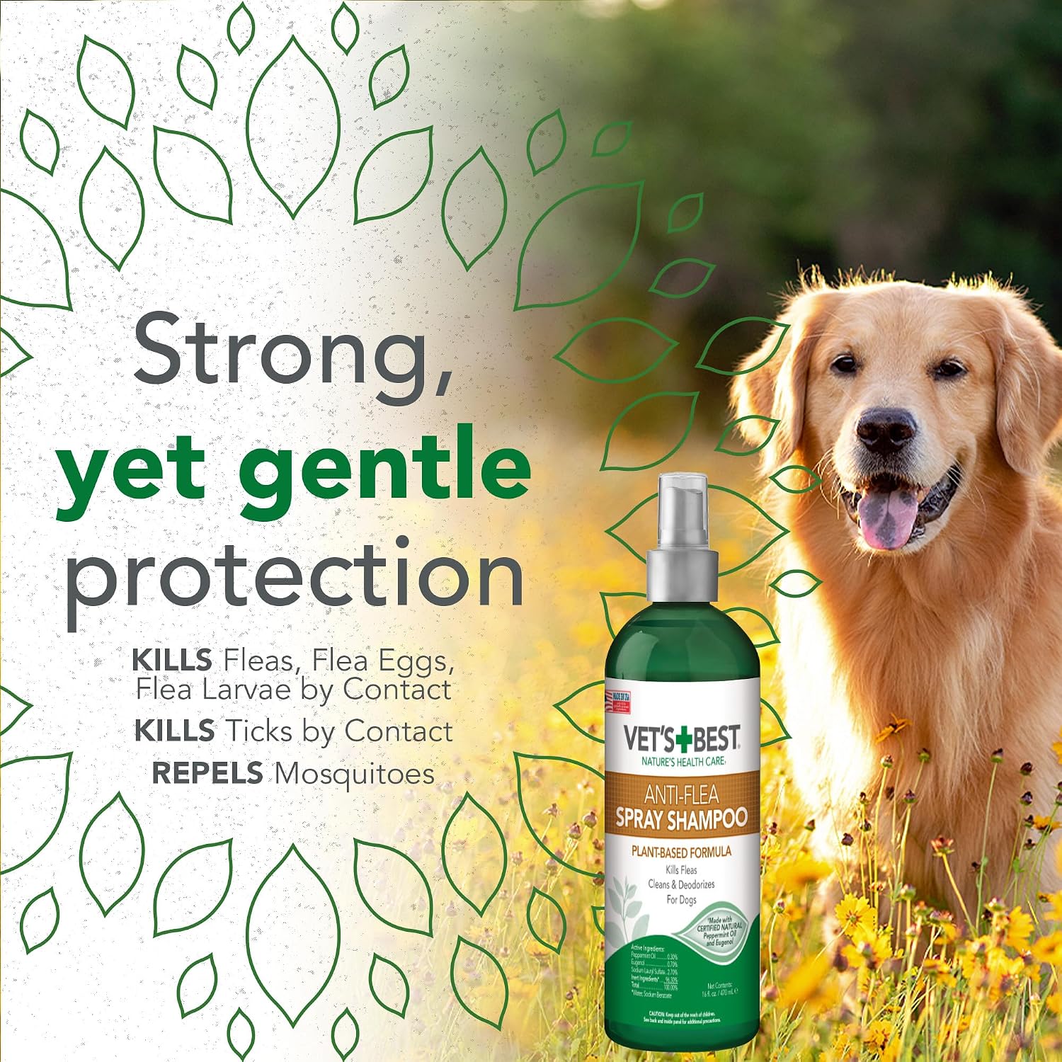 USA imported natural pest control dog grooming shampoo back label