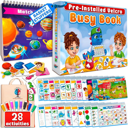 Curious 2 Learn Montessori Busy Book front view of blue educational binder