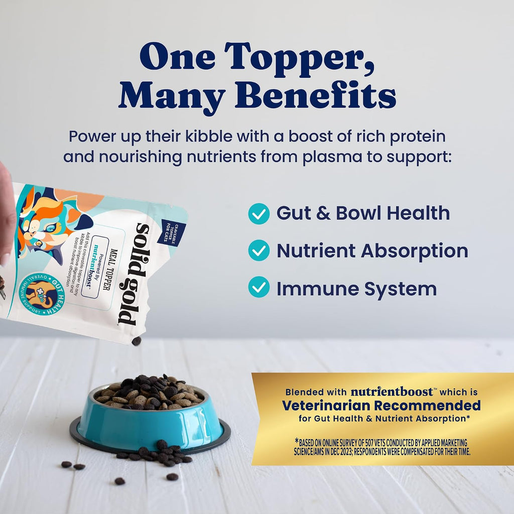 Solid Gold NutrientBoost plasma-powered cat food topper packaging details