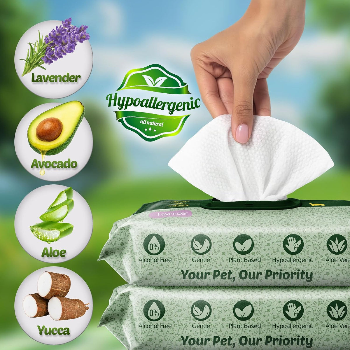 Resealable multi pack of imported Petazy pet wipes for travel