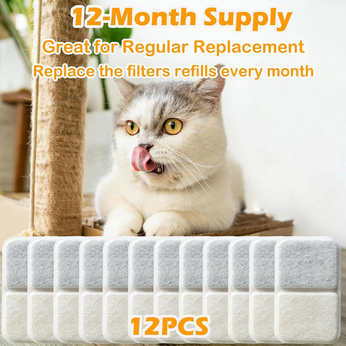 TeurWone twelve pack charcoal litter box refills top view authentic pet supplies