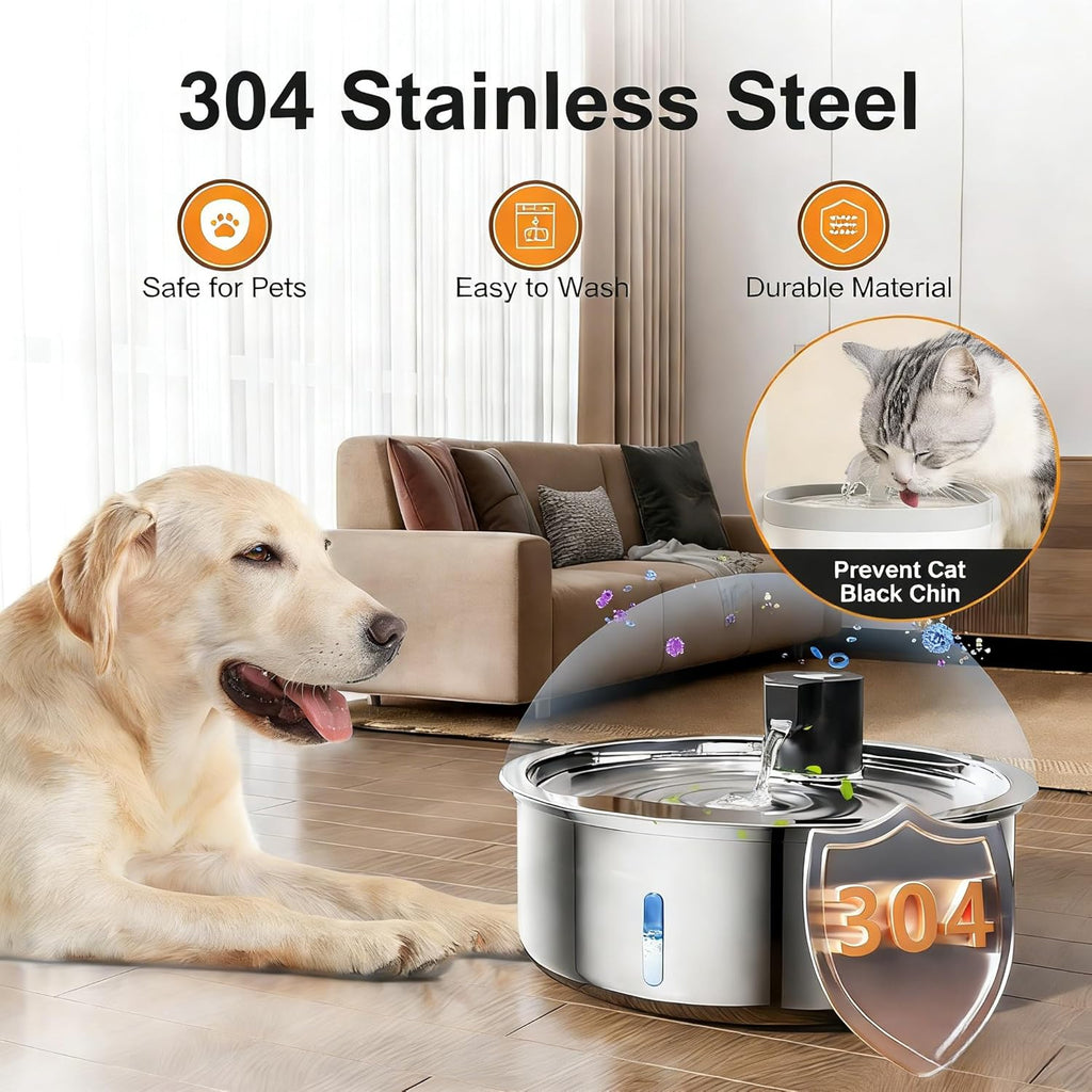 Pawdippity 8L pet water dispenser with large capacity basin