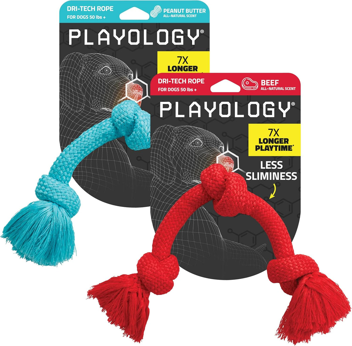 Playology Dog Toys | Dri-Tech Rope Tug of War Dog Toy for Tough Chewers | Peanut Butter Scented Jumbo Tug Rope Toys for Large Dogs - Image 14