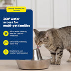 PetSafe Seaside Stainless Steel Cat & Dog Fountain, 60 Oz Water Capacity - 2 Water Filters & 1 Pump Included, Soothing Flow for Pets, Scratch-and Rust-Resistant Material - Quiet Motor - Image 3