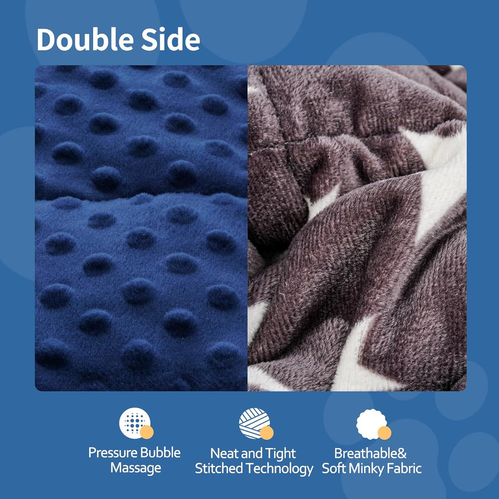 Detailed view of the four by four inch quilted compartments preventing glass bead leakage