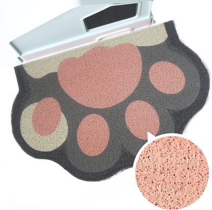 Rarenut cute cat litter trapping mat front view grey pink paw design