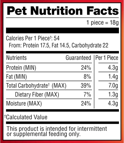 Pup-Peroni rawhide-free and pea-free healthy dog treats package side view close up