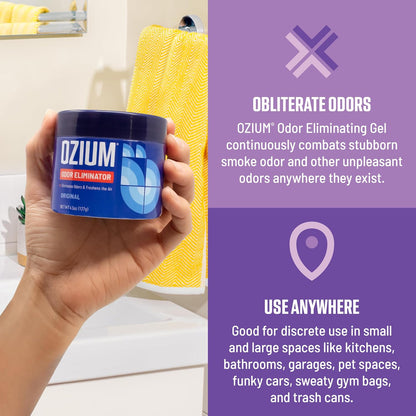 Authentic Ozium smoke odor remover gel canister open lid view