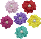 UBQUBQ dog collar flower accessories front view showing six colorful chiffon charms
