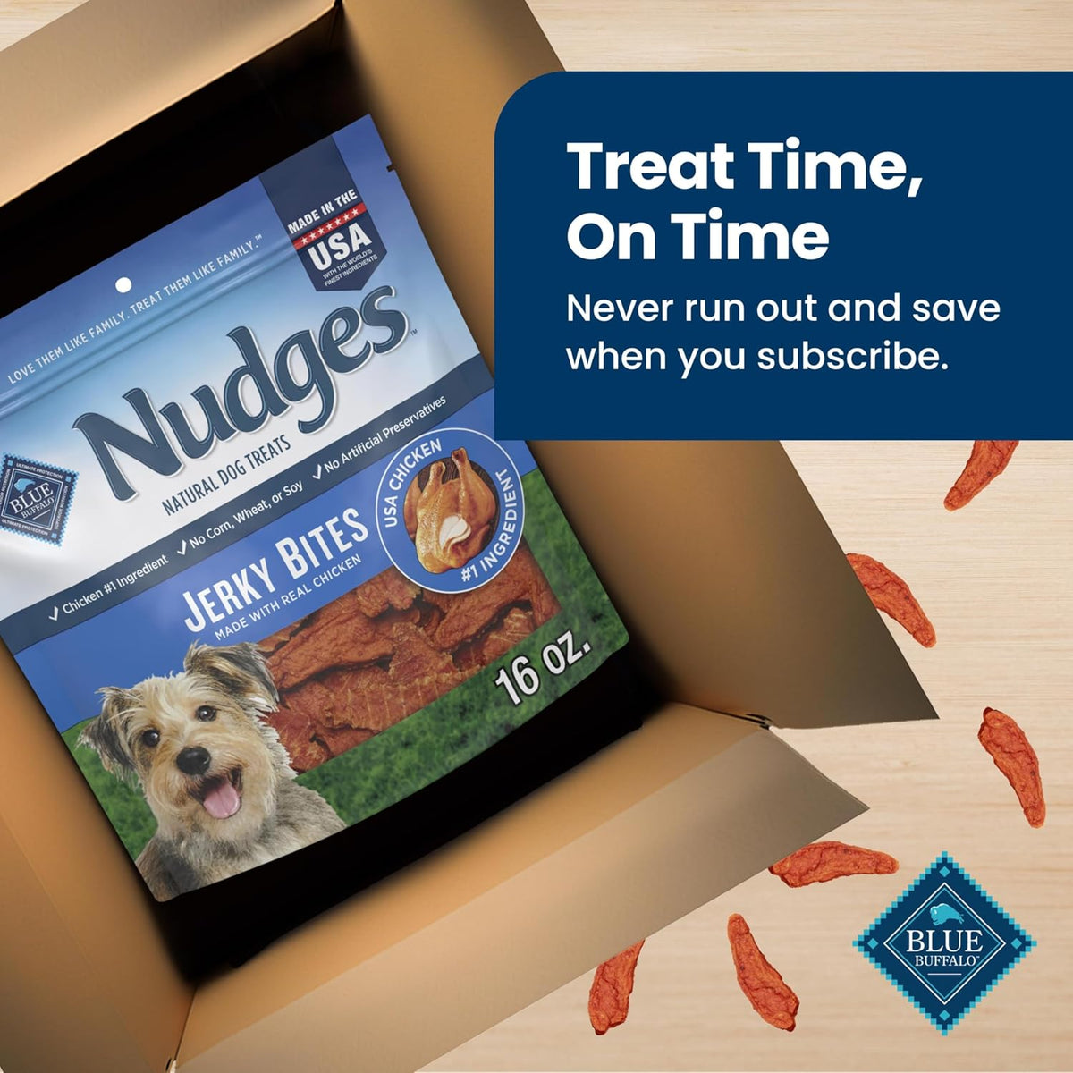 Blue Buffalo Nudges Chicken Jerky Bites Natural Dog Treats, Tender & Meaty Dog Snacks, Healthy Reward or Training Treat, Made in the USA with Real Chicken, No Artificial Preservatives, 16 oz. - Image 10