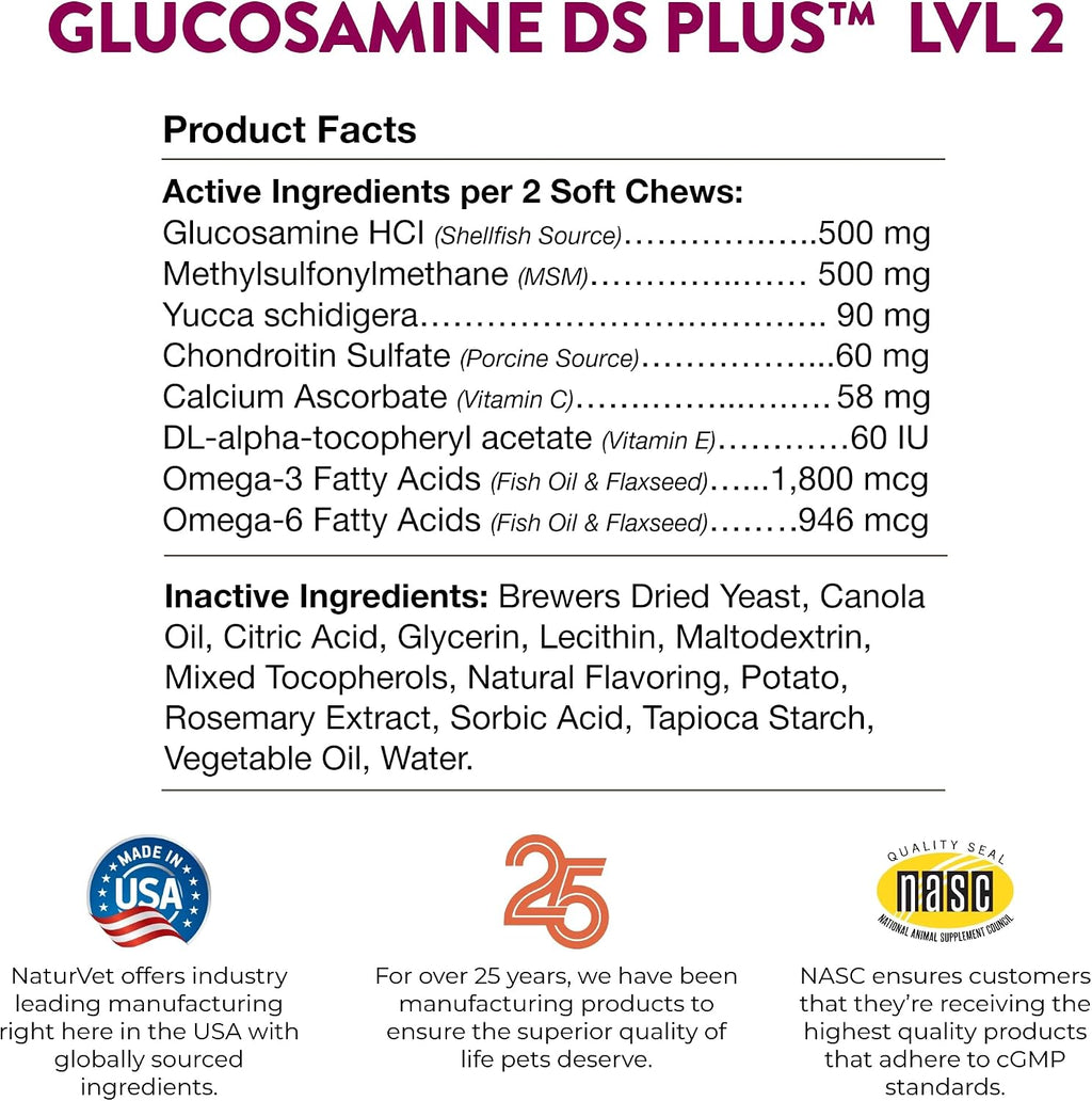 Premium NaturVet pet health supplement for moderate joint support and flexibility