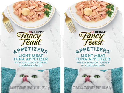 Purina Fancy Feast Appetizers Lickable Grain Free Wet Cat Food Topper Light Meat Tuna Appetizer with Scallop - (Pack of 10) 1.1 oz. Trays - Image 9