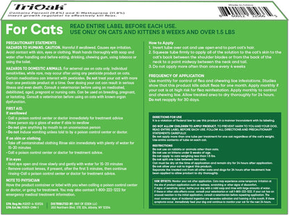 TriOak cat flea treatment 6 month supply box back view