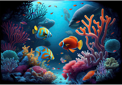 Underwater Aquarium Background Coral Reef Tropical Fish Terrarium Background Deep Blue Ocean Sea Sunbeams Aquatic Plants Fish Tank Backdrop Poster Wallpaper Decorations Vinyl 24x16in - Image 12