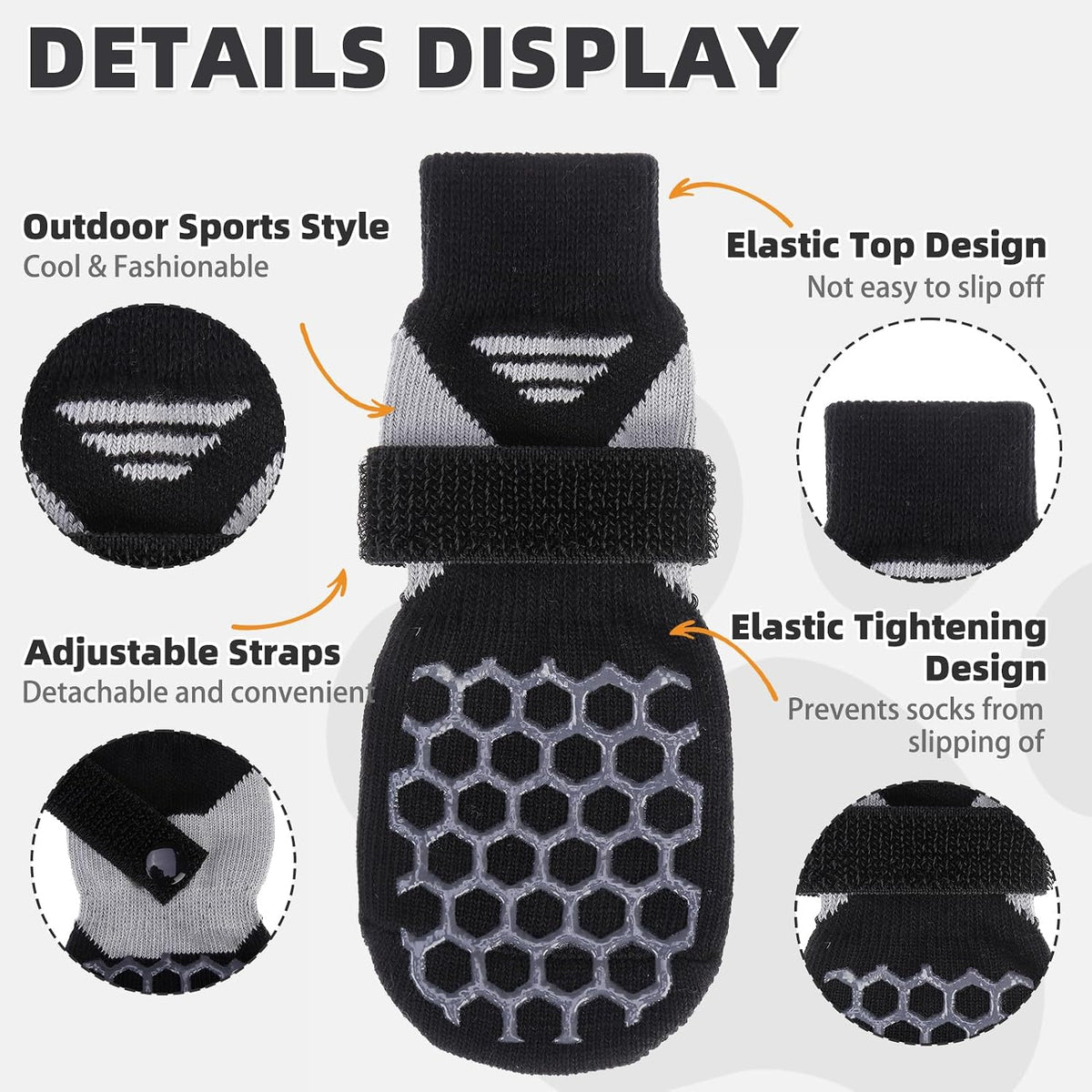 Comparison of Kooltail dog socks fit for various sizes