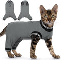 PUMYPOREITY cat recovery suit grey large front view on feline