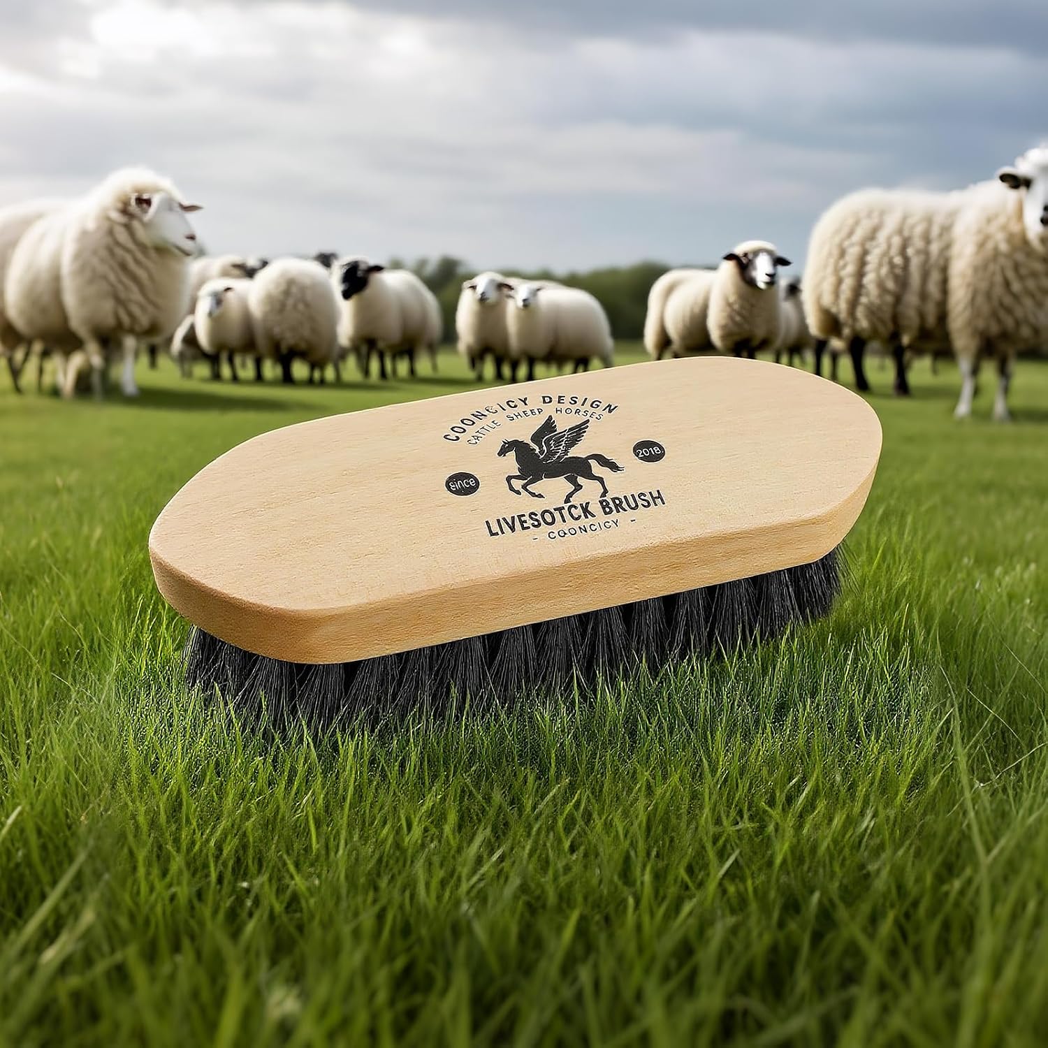 Premium imported equine brush showing high-density bristles.