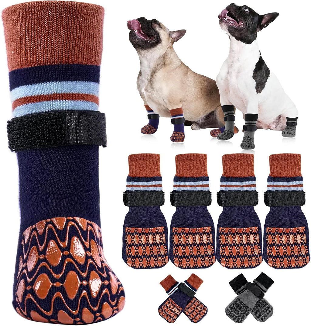 Kuoser Non Slip Dog Socks for Hardwood Floors, 4Pack Anti-Slip Dog Grippy Socks to Prevent Licking Paws, Dogs Booties Paw Protectors with Double-Sided Traction for Small Medium Large Senior Dogs, XS - Image 10